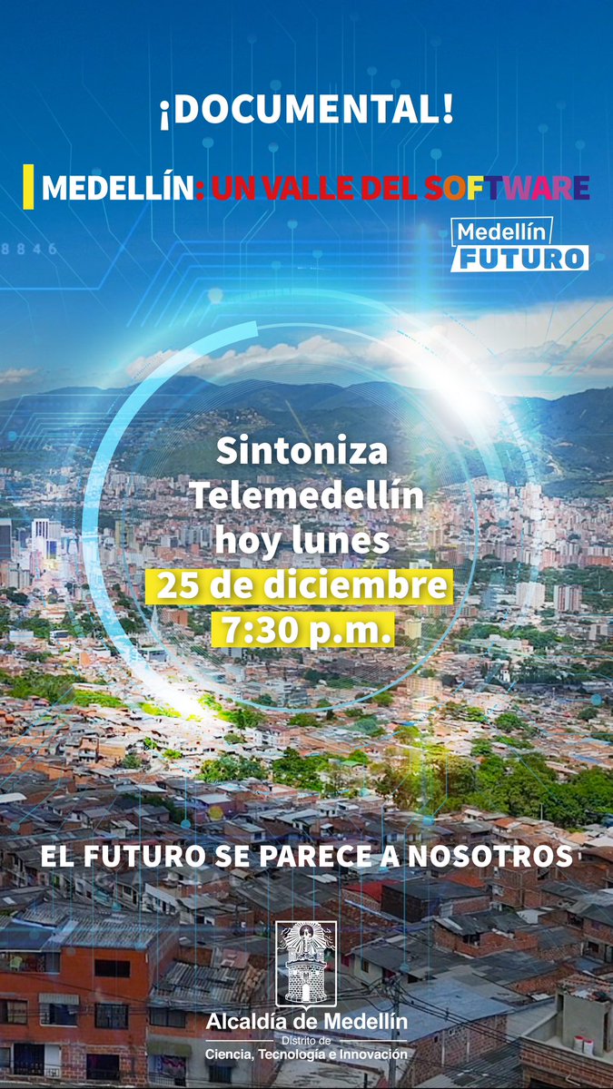 Rivierh's tweet image. ¿Ya viste el documental "Medellín: un #ValleDelSoftware? Lo puedes ver hoy para conocer cómo la ciudad se ha vuelto un territorio inteligente, con movilidad, seguridad e infraestructura avanzada.🚀🦾🤖

🎬✨telemedellin.tv/senal-en-vivo/