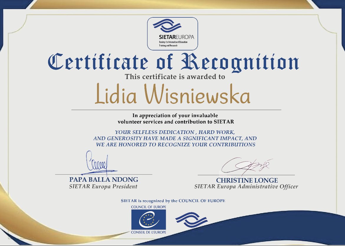 lidiaparis29's tweet photo. 💫Great honor to recived this #Certificate of Recognition from @SIETAREUROPA 🙏

Always with vision and mission of #collaboration and communication #interculturaly, #globally , localy and interdisciplinary.

Thank you to everyone for collaboration 

#diversophyAmbassador #Sietar https://t.co/MG0CuULxsb