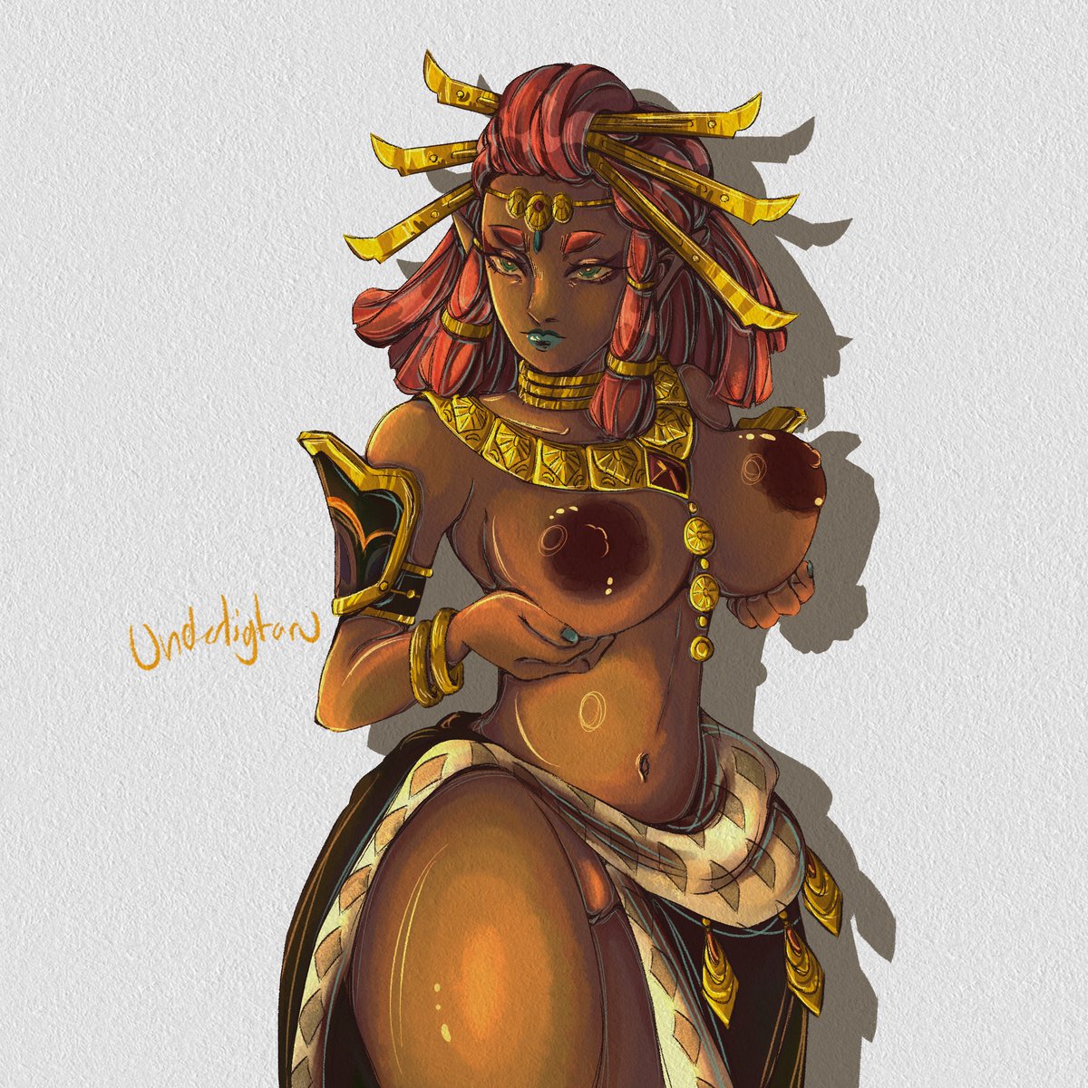 underligtarv's tweet photo. Riju! I played totk while sick two weeks ago and fell in love with this girls design... So I just had to draw her. Alts bc I tried out doing a simple background and Im Unsure about it c: https://t.co/BjZwX01hLr