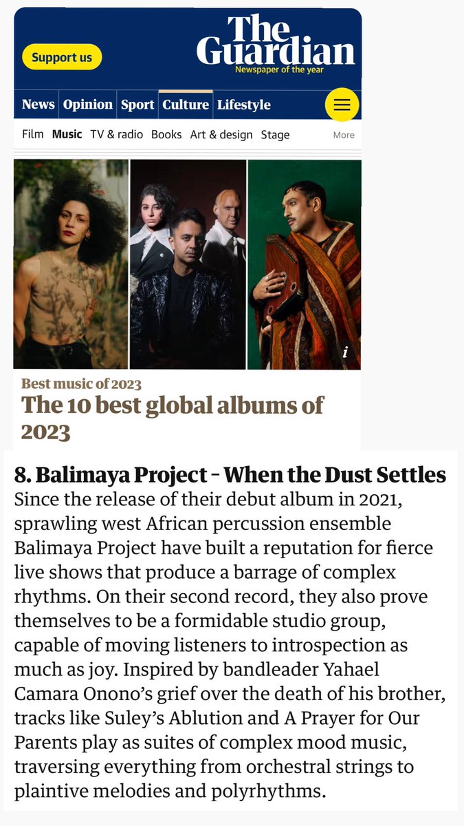 Thank you <a href="/guardian/">The Guardian</a> <a href="/Ammar_Kalia/">Ammar Kalia</a>  for including us in  the list of the top ten global albums of the year! 

Happy holidays everyone 

amp.theguardian.com/music/2023/dec…