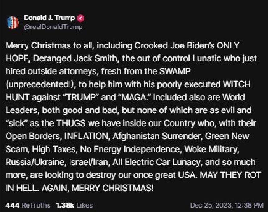 It's fine if you don't celebrate Christmas, it's just funny that the Great Evangelical Hope clearly doesn't celebrate Christmas. He does this. All day.