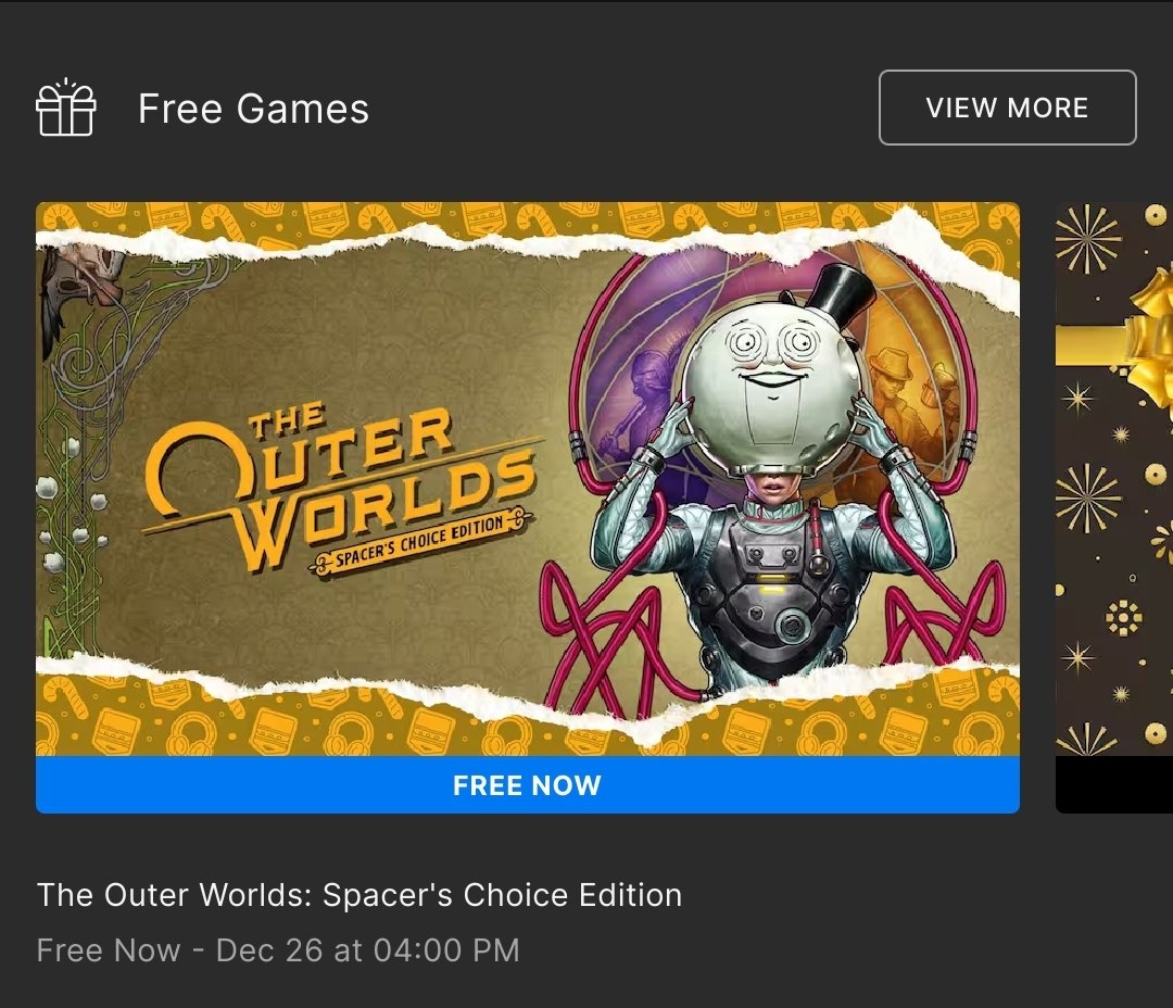 _HeroForHire_'s tweet photo. If you fancy a space game that values your time and is really fun (sorry starfield) the outer worlds is free right now with the DLC https://t.co/zz3E6qob9U