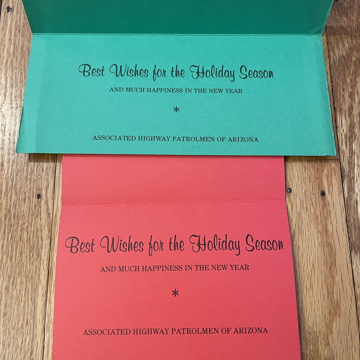 Someone sent me these Xmas cards from the Associated Highway Patrolmen of Arizona. One says “The way you and your red-nosed friend were flyin’, I’d say it’s time for the breathalyzer.” 🙄