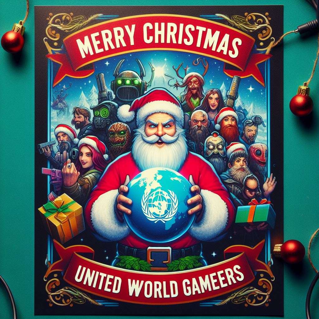 UwGCommunity's tweet photo. Merry Christmas From United World Gamers #MerryChristmas #MerryChristmas2023 #MerryXmas #pcgaming #UwG #AIArtwork https://t.co/KBmSQ4tloG