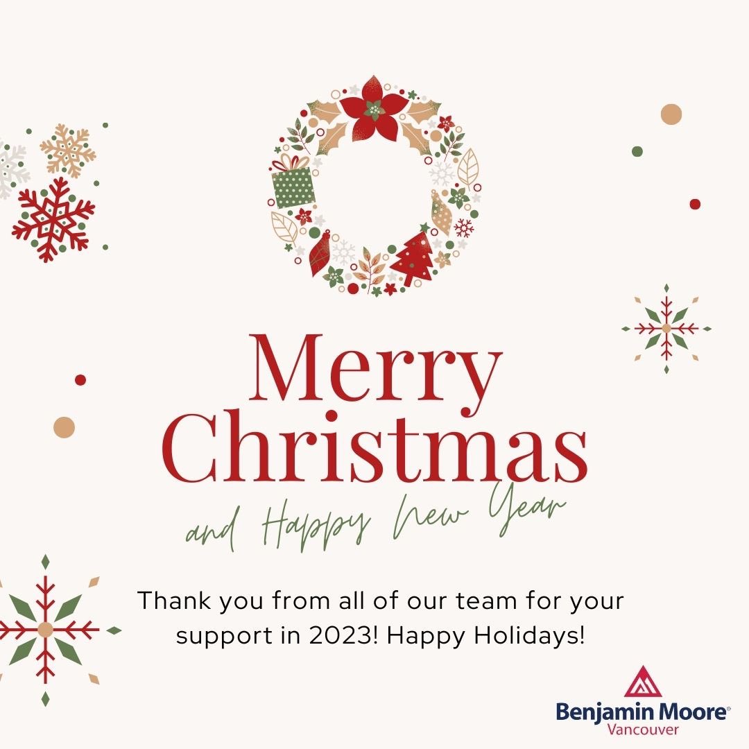 Merry Christmas and Happy New Year from our Benjamin Moore Vancouver team!

Please check our website or Google for holiday hours.
 
#benjaminmoore #thecolourmarket #decoration #vancouver #christmas #newyear #holidayhour #store