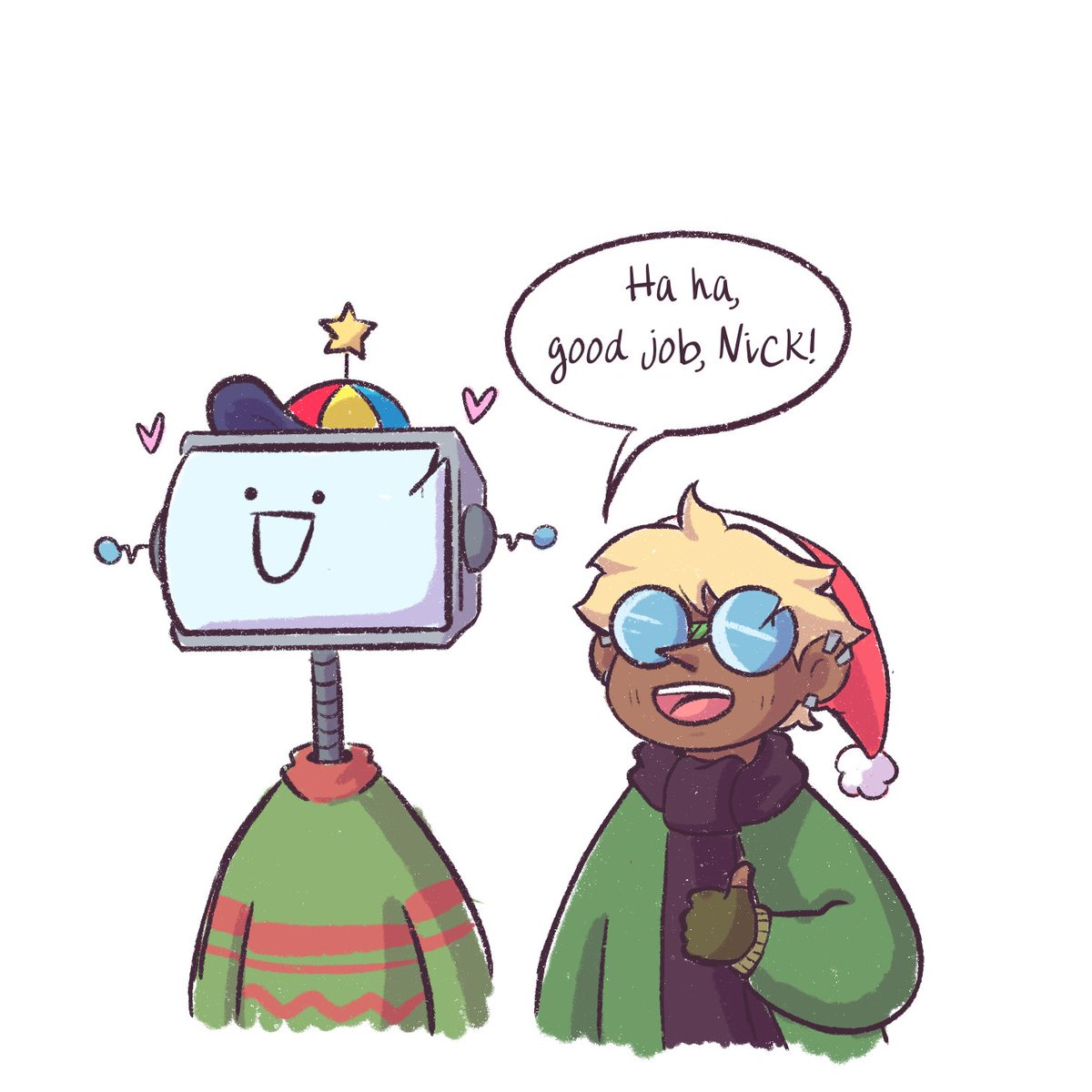 Anythingcomic's tweet image. He's such a charming murder robot. What a scamp. He'd never be on the naughty list (why is Toto in charge of this list? What has he done to Santa?)