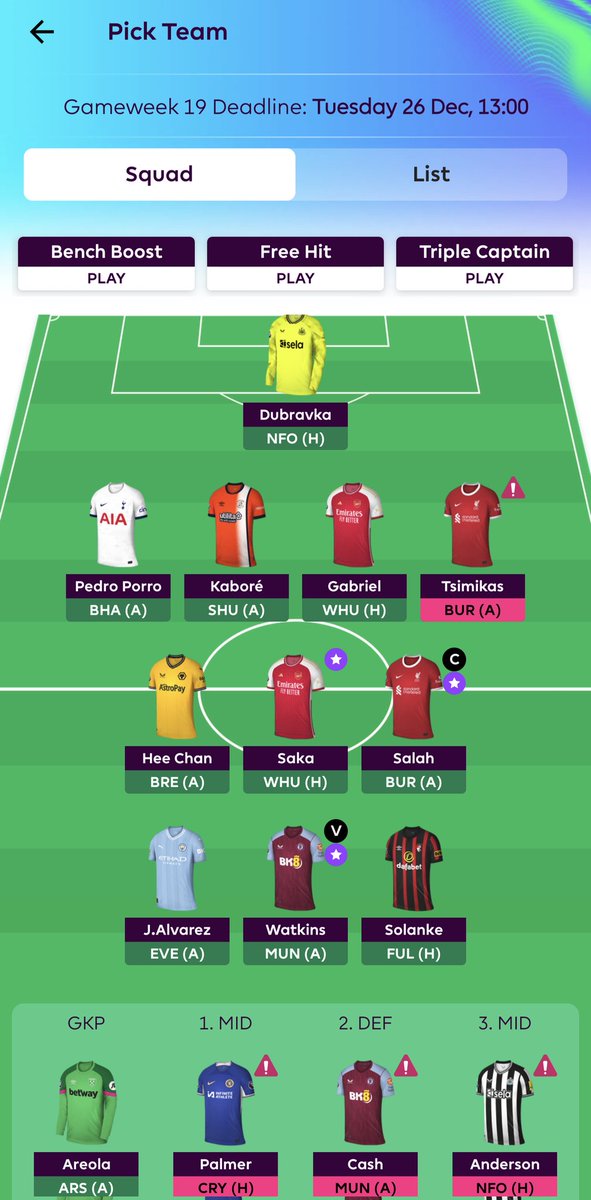 Inzpir3's tweet photo. @FPLGOAT7 I have one free transfer. Tsimikas for Saliba? https://t.co/YzAV2ksSsH