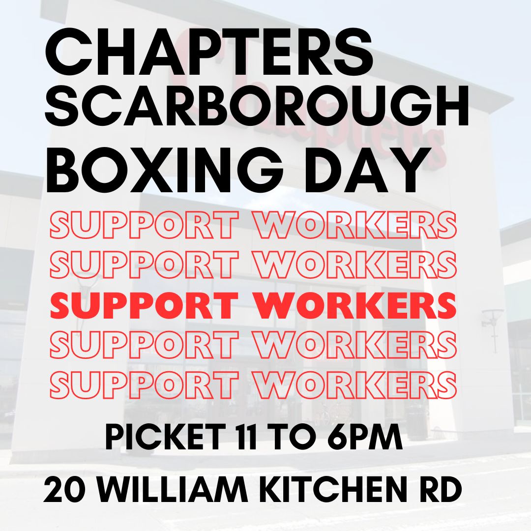 Tomorrow come out and support our Chapters staff who were terminated this Christmas-- tell @chaptersindigo NO BUSINESS AS USUAL! Join us to amplify our call for 1. Fair severance 2. Transfers 3. Health benefits. Indigo is #NotMyHappyPlace.