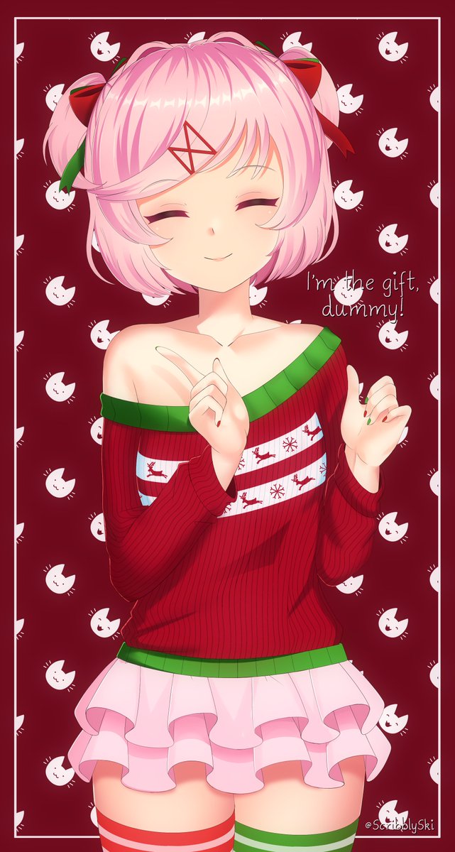 ScribblySki's tweet photo. Merry Christmas!! 

Natsuki Week Day 1: The Gift of Natsuki! 🎄❤️

#DDLC #Natsuki #DokiDokiLiteratureClub https://t.co/9ubljVgu2I