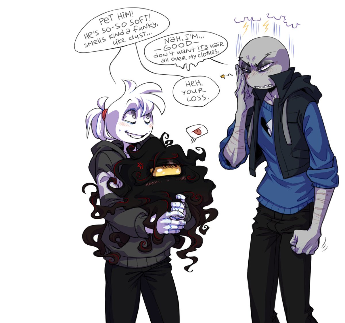 MaddSadtodd's tweet photo. Crossover time!
...and then Wayne brought this goofball into the bathroom to wash the gunk off of him... Leaving the poor creature even more scarred for life. (or not?)
Peter laughed.
#YourBoyfriendfanart #JohnDoefanart https://t.co/hvbLrL7g88