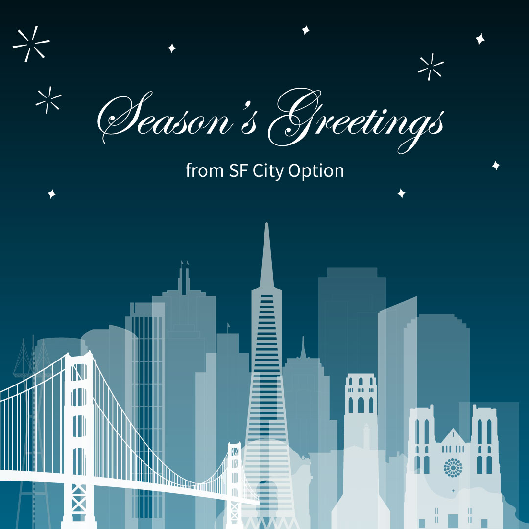 sfcityoption's tweet photo. We wish everyone a peaceful holiday season and a happy new year ahead. 
.
.
#HappyHolidays 
.
#SFCityOption 
.
#SFMRA 
.
#SanFransisco https://t.co/ym2NOrbDJ9