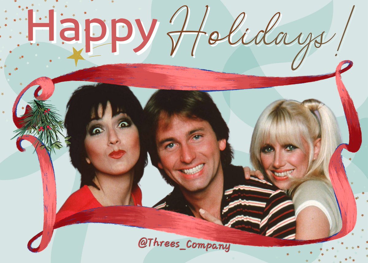 Threes_Company's tweet photo. Happy Holidays everyone! May it be safe &amp; wonderful! 🎄💕 #ThreesCompany #JohnRitter #JackTripper #JoyceDeWitt #JanetWood #suzannesomers #ChrissySnow https://t.co/j5hilebS9R