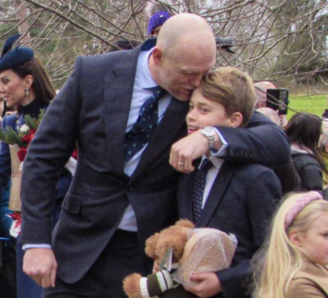 PatriamQueen's tweet photo. I love this! Mike and Prince George, Christmas Day #Royal https://t.co/1UORlo7CIU