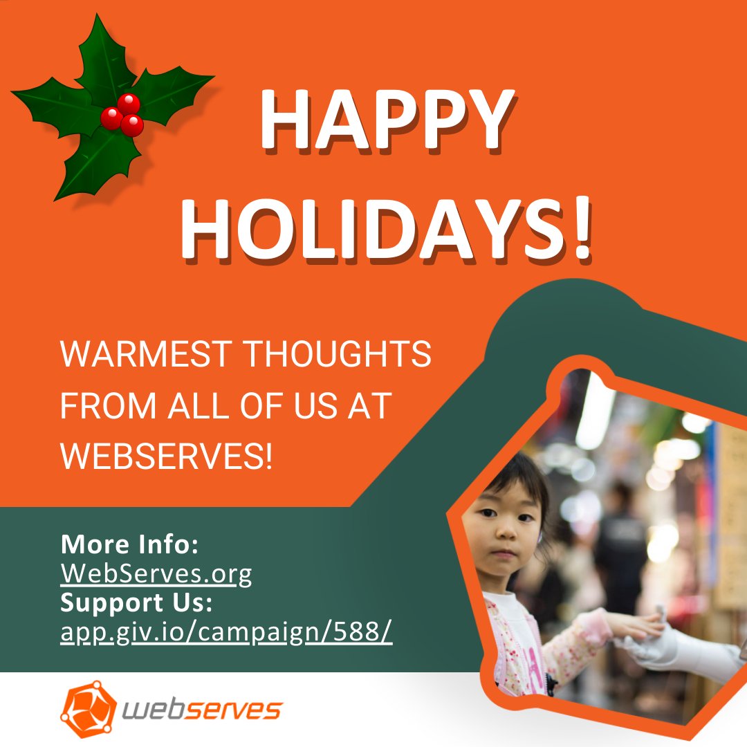 WebServes's tweet image. Wishing you Happy Holidays from all of us at WebServes! 🌟 May your days be filled with joy, warmth, and the spirit of the season. Thank you for being a part of our community! 🎁 #HappyHolidays #WebServesFamily