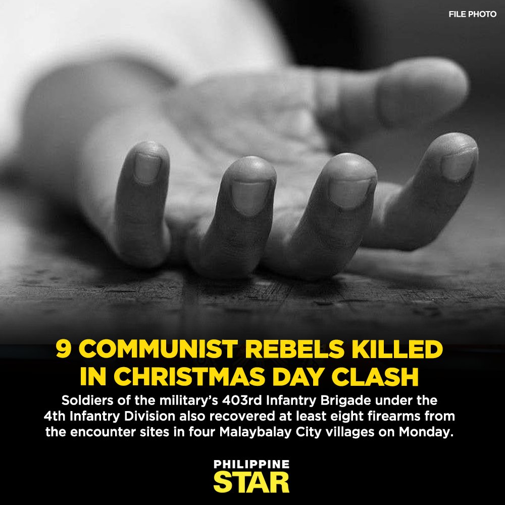 Nine members of the New People’s Army (NPA) were killed in a bloody Christmas Day clash between government forces and the communist rebel group in Bukidnon. bitly.ws/37aXB