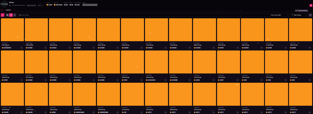 KingofOrdinal's tweet image. The most interesting 10k Ordinals collection on Bitcoin right now 🟧👀 #Bitmap