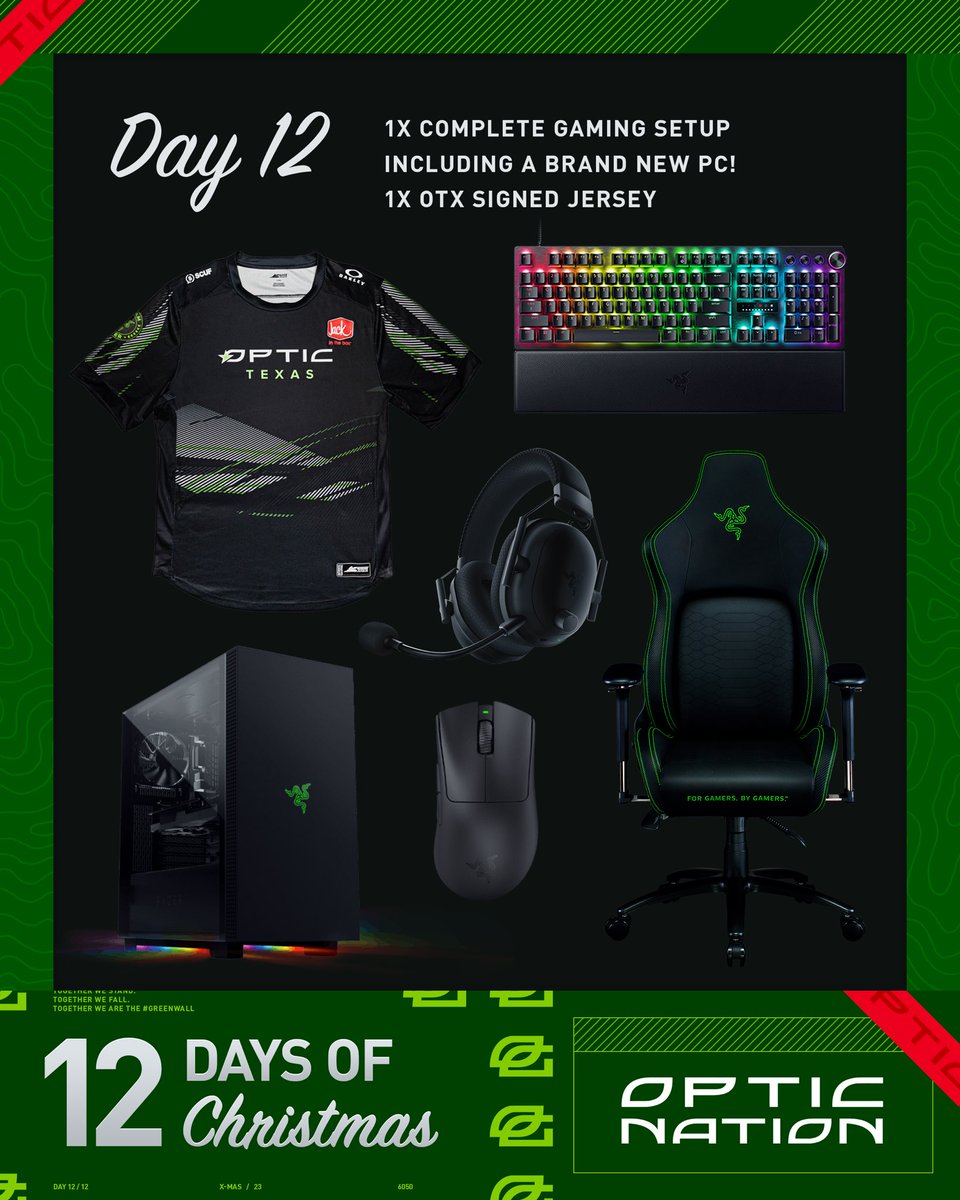 The FINAL day of #OpTicChristmas!

Your chance to win a COMPLETE gaming setup, PC included, and an @OpTicTexas signed jersey to frame 🖼️

Like/RT, tag 2 friends for a chance to win! @OpTicNation GOLD members, leave your username below as well 🎁