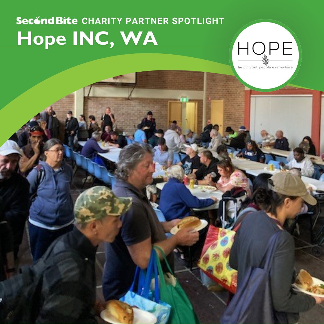 What an incredible achievement for Hope Inc.! In the last financial year, they fed 4,000 people with a total of 6,000 meals across their various food programs. SecondBite donations help support Hope Inc. alongside Lotterywest, Metrochurch, United Way WA and OzHarvest WA.