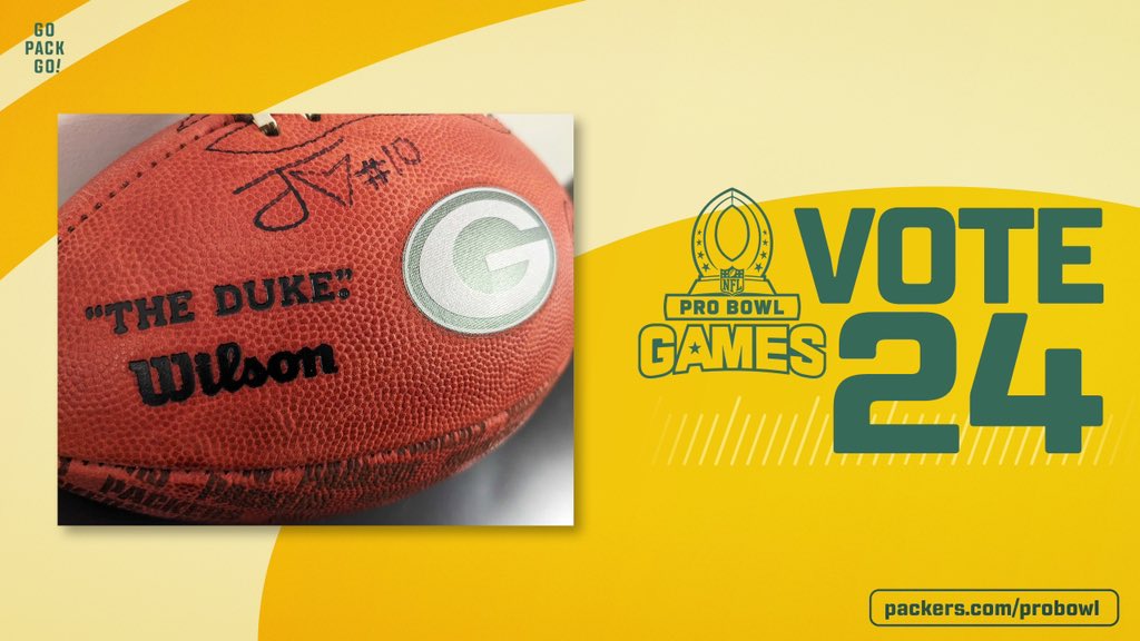 Green Bay Packers (@packers) on Twitter photo Repost for your chance to win a football signed by <a href="/jordan3love/">JLove</a>! 🏈✍️
🚨 LAST CHANCE: PRO BOWL VOTING COUNTS 2X ON X! 🚨
Fans can vote by using #ProBowlVote + player's first & last name OR #ProBowlVote + player's X handle.
<a href="/JaireAlexander/">jaire Alexander</a>
<a href="/zayneanderson23/">zayne anderson</a>
Corey Ballentine Repost for your chance to win a football signed by <a href="/jordan3love/">JLove</a>! 🏈✍️
🚨 LAST CHANCE: PRO BOWL VOTING COUNTS 2X ON X! 🚨
Fans can vote by using #ProBowlVote + player's first & last name OR #ProBowlVote + player's X handle.
<a href="/JaireAlexander/">jaire Alexander</a>
<a href="/zayneanderson23/">zayne anderson</a>
Corey Ballentine