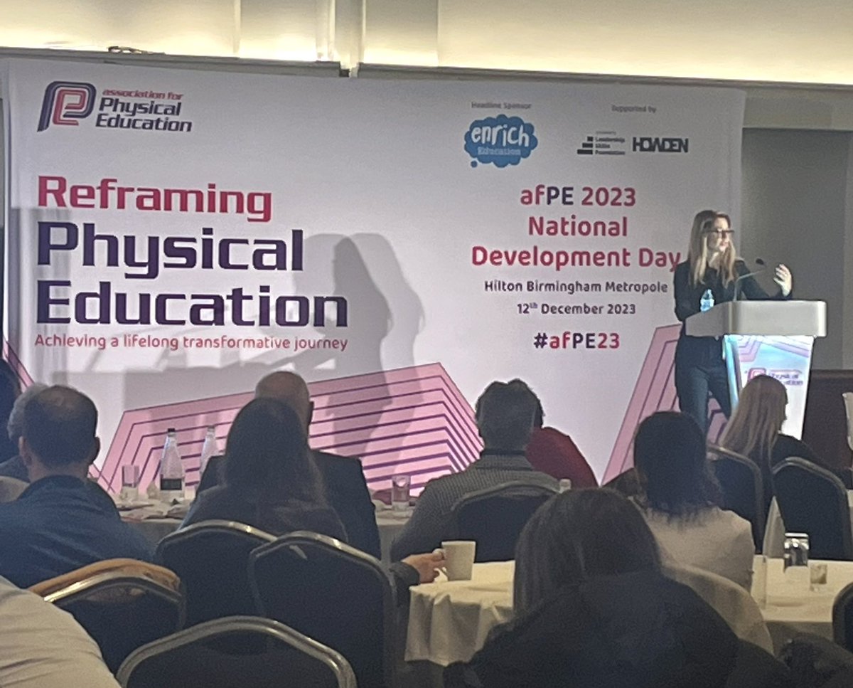 Key Note: Hannah Miller (HMI) at #afpe23 . Comforting to know #EducationDurham County messaging about an ambitious, quality assured curriculum, impactful for all pupils, is echoed in & through Ofsted PE review explored already in  stakeholder CPD & networks! 😄#PESSPADurham