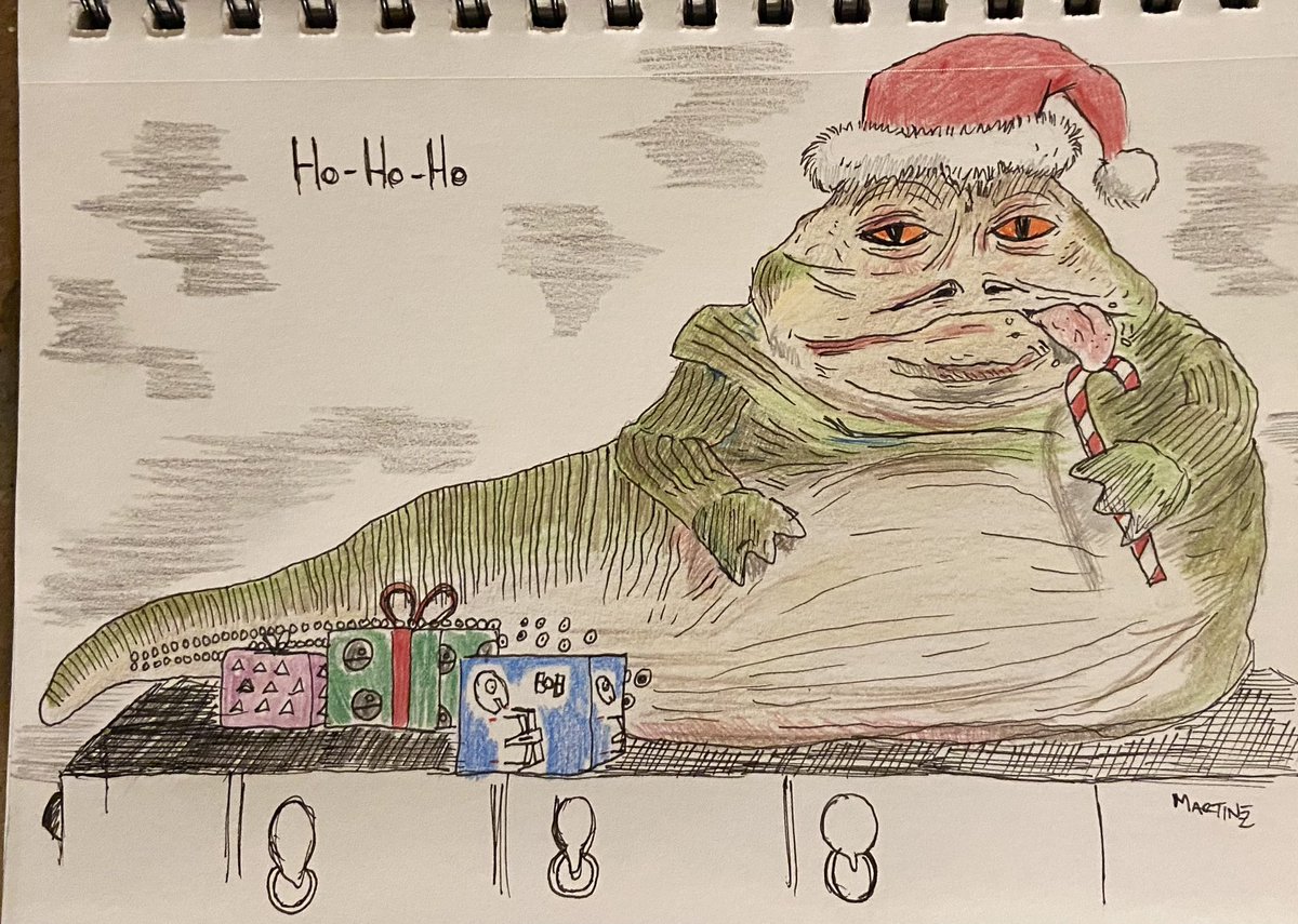 Merry Christmas to all! Jabba is feeling festive, enjoy the day with your families and friends! 🎅🏼🎄 Sincerely, me. #artbynuwaver74 #drawordieclub #merrychristmas #happyholidays #jabbathehutt #starwars #hohoho #sketchbook #illustration #artoftheday #ArtistOnTwitter #artistonx