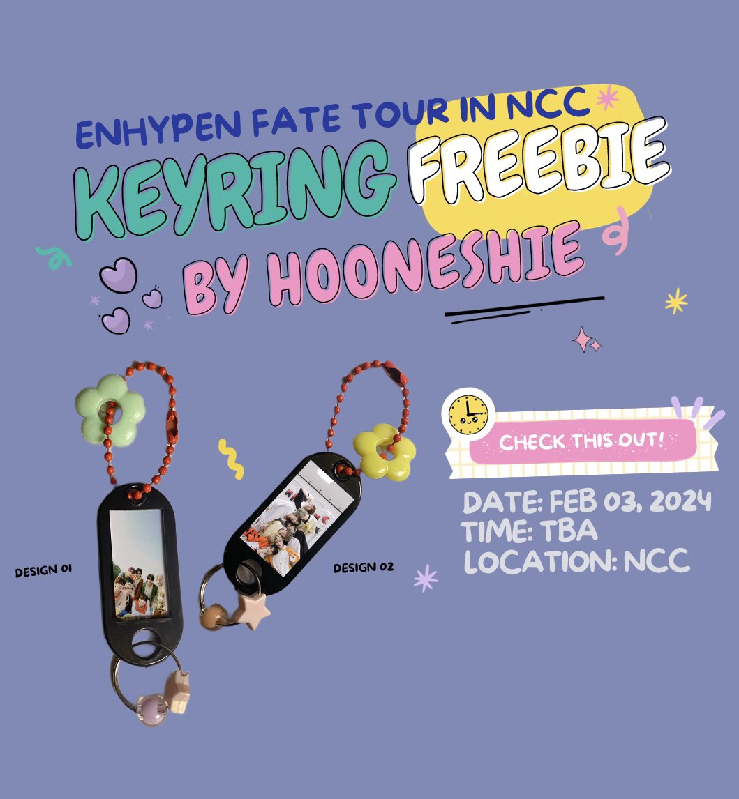 hooneshie's tweet image. ENHYPEN FATE TOUR IN NCC ! 

ENHYPEN OT7 keyring freebie by @hooneshie 🖤

— february 03, 2024
— mbf, like, and rt
— time and location (tba)
— 1:1 ratio (limited qty)
— open for donation
— open for trading

do check the thread for other info

#FATE_IN_NEWCLARKCITY