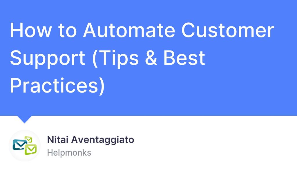 helpmonks's tweet image. Self-service support: Customers can get service without relying on human agents, increasing their satisfaction.

Read the full article: How to Automate Customer Support (Tips &amp;amp; Best Practices)
▸ lttr.ai/AMBEc

#CustomerSupportAutomation #MakingSupportFaster