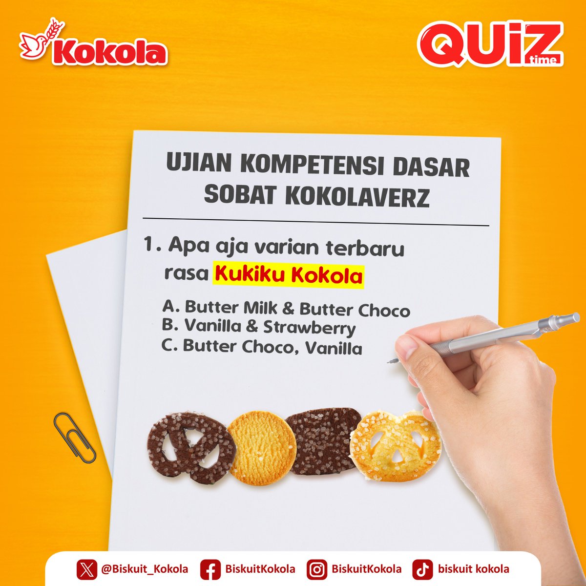 Siapa yang mau hampers keren dari Kokola!🎁🤩

Menjelang akhir taun nih! quiz lagi yuk bareng mimin 😍

Gampang banget gak sih~ yang tau langsung jawab pertanyaan nya di kolom
komentar yaa!

5 pemenang yang beruntung akan mendapatkan hampers keren! good luck 🫶🏻😽