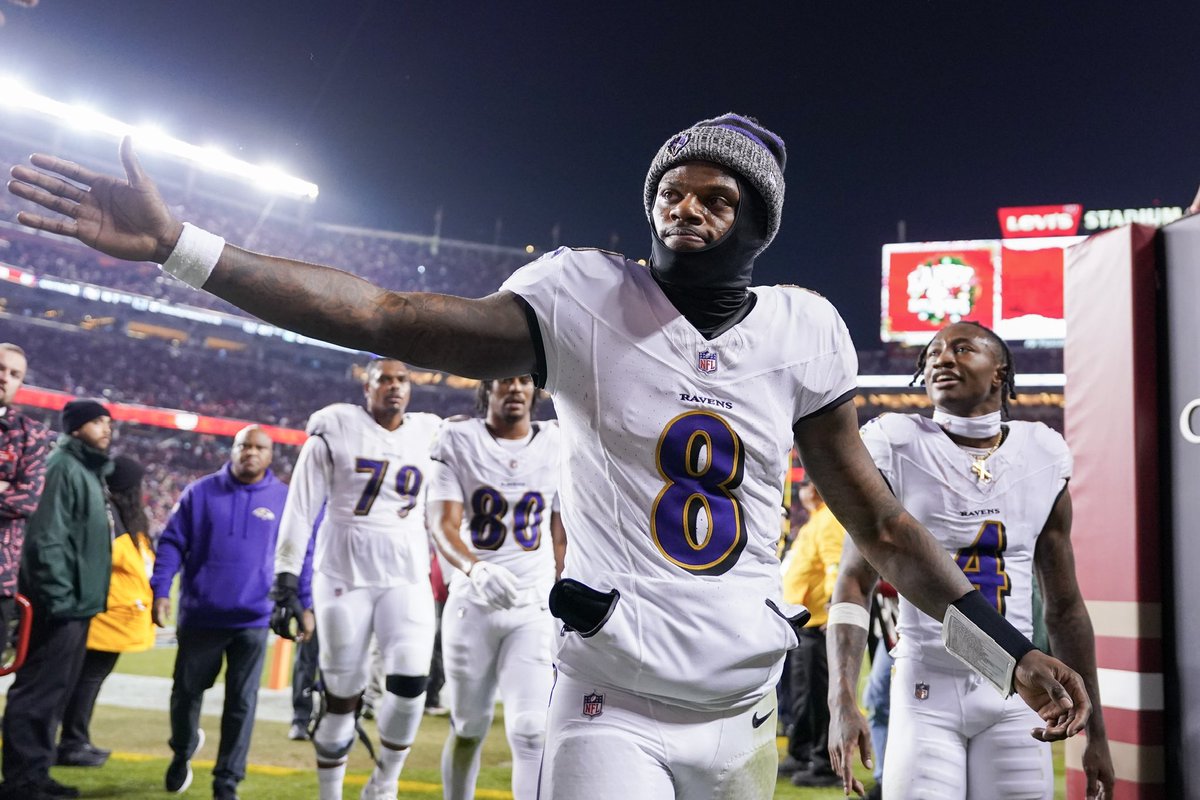 After Monday night’s 33-19 win over the 49ers, Ravens’ QB Lamar Jackson is now 20-1 vs. NFC teams.

Bodes well for Baltimore if Jackson can lead the Ravens to a Super Bowl.