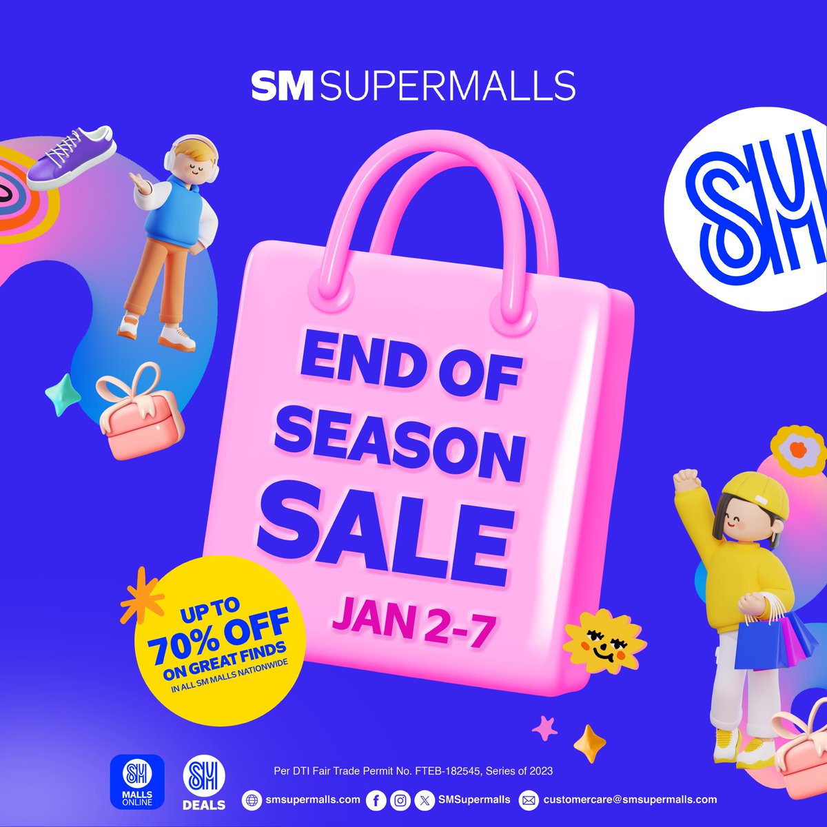 Just when you think the celebrations are over, #EndOfSeasonSaleAtSM is here once again!

Get ready to enjoy up to 70% off on selected items from January 2-7! Start the year right and #ExperienceTogetherAtSM a sale that will definitely make your year AWESOME! 💙🫂