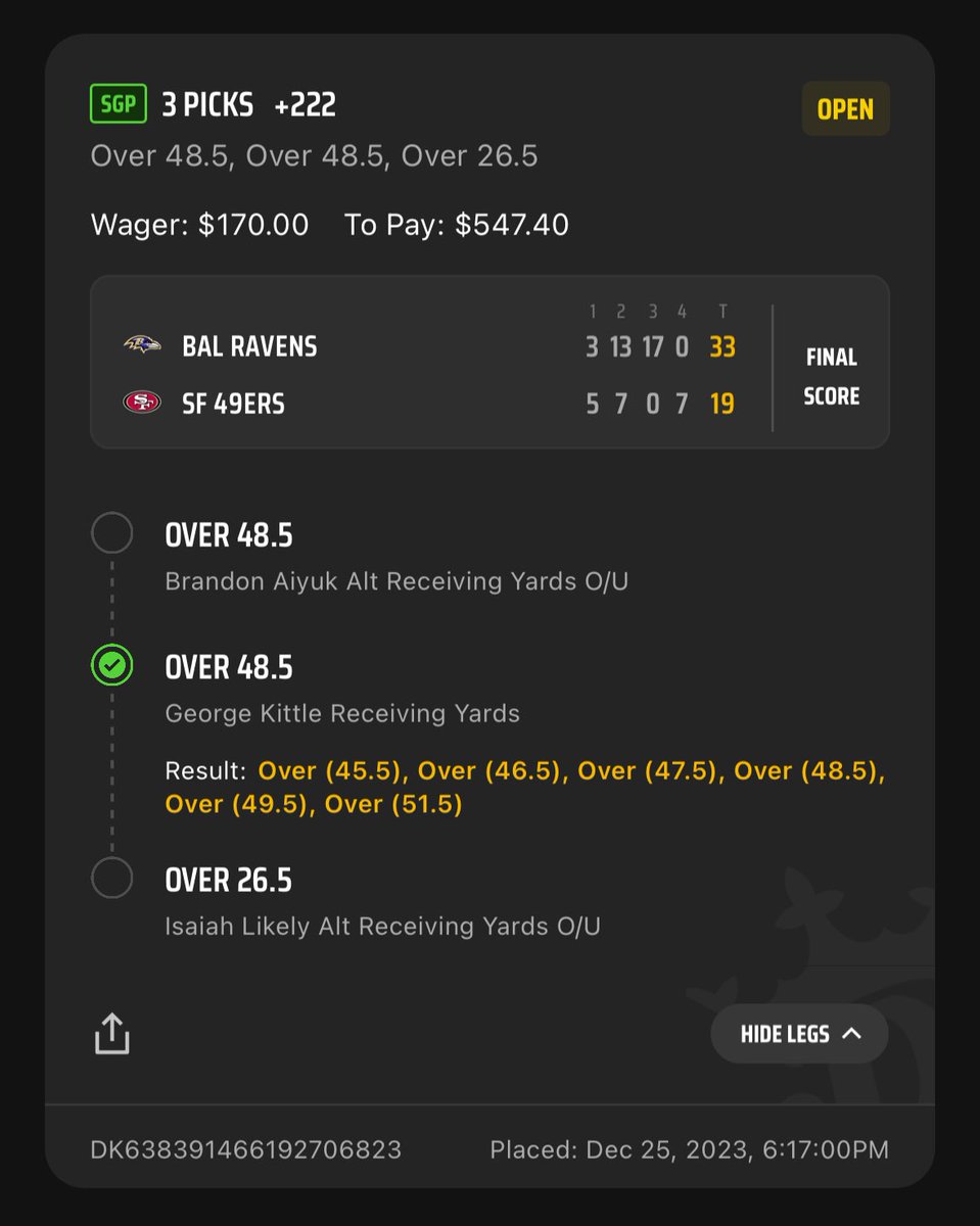 srnavol's tweet photo. ⁦@CodyBrownBets⁩ cash it from the data duels. Merry Christmas! https://t.co/BxOXoiN7Gw