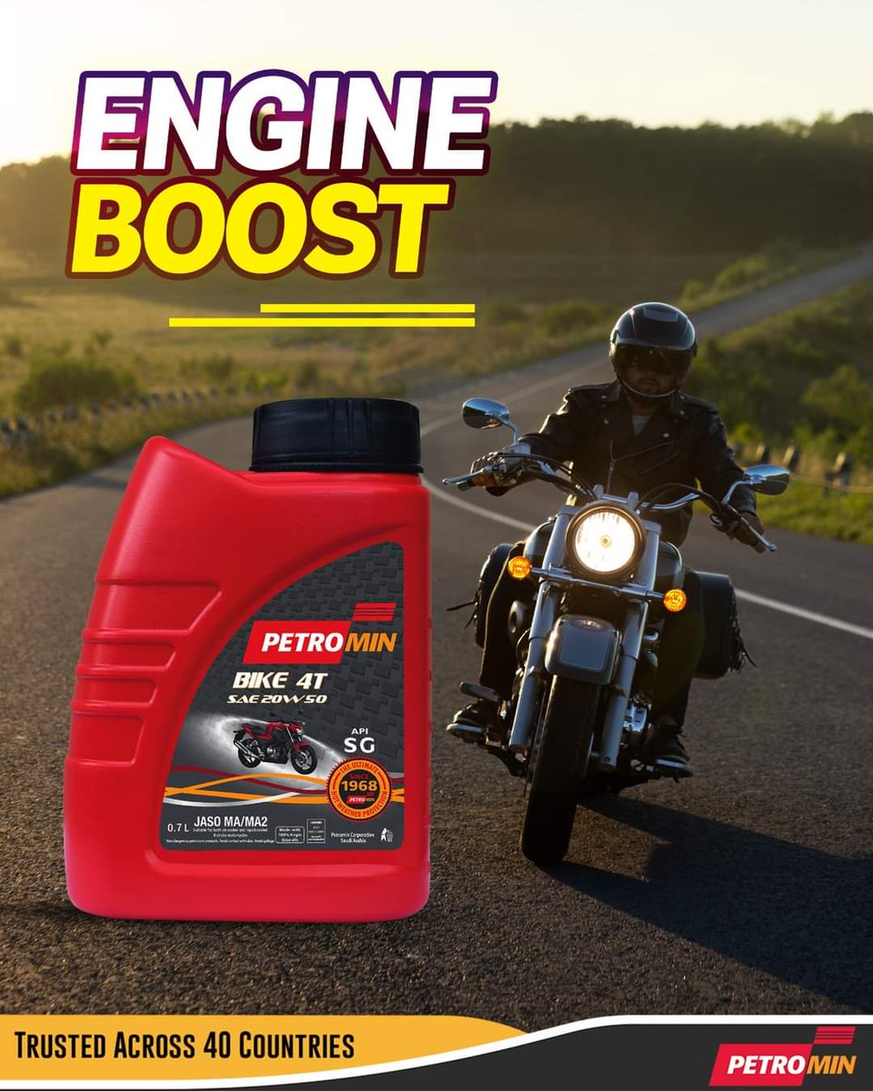 PetrominPak's tweet photo. Petromin Bike 4T Engine Oil Corrects frictional characteristic, enable smooth operations.

#PetrominPakistan #lubricant https://t.co/hfbmLaGIrV