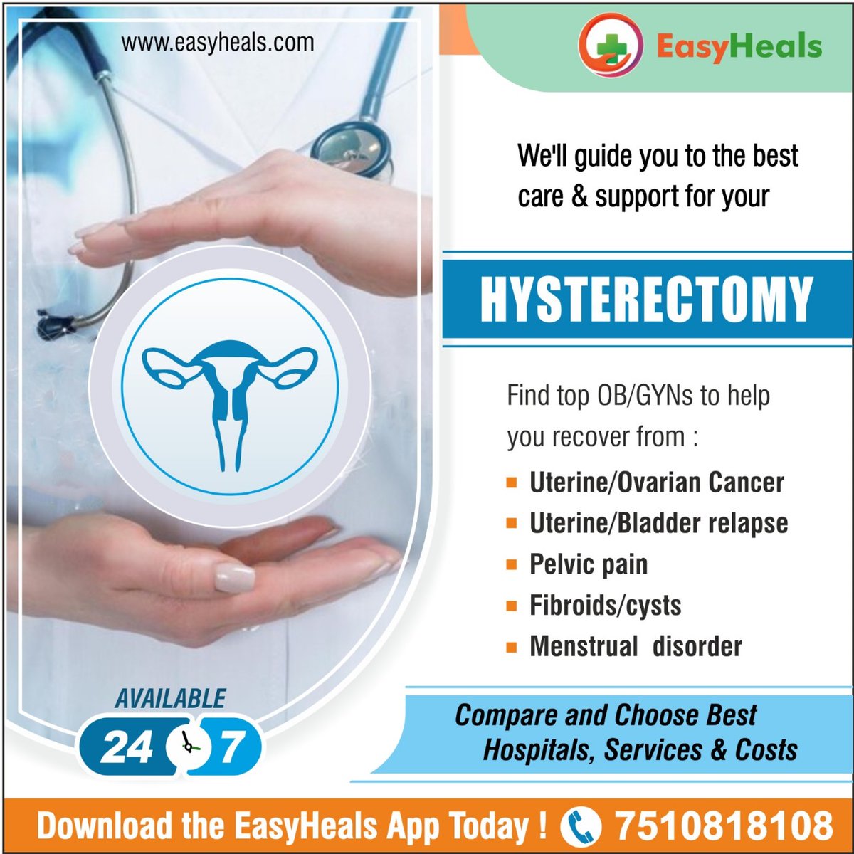 EasyHeals's tweet image. Finding the right OB/GYN for your hysterectomy can be a daunting task - Let EasyHeals make it easier for you.

Download The App Now: 

Google Playstore: play.google.com/store/apps/det…

iOS: apps.apple.com/IN/app/easyhea…

#EasyHeals #HysterectomySupport #CashlessFacility #EasyHealsApp