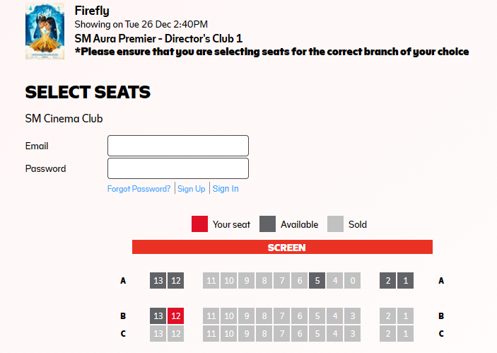 SM AURA PREMIERE - DIRECTOR'S CLUB
2:40 PM SHOWING

ALMOST SOLD OUT EVEN WITH EXPENSIVE TICKETS!
#FireflyMovie 
#MMFF2023