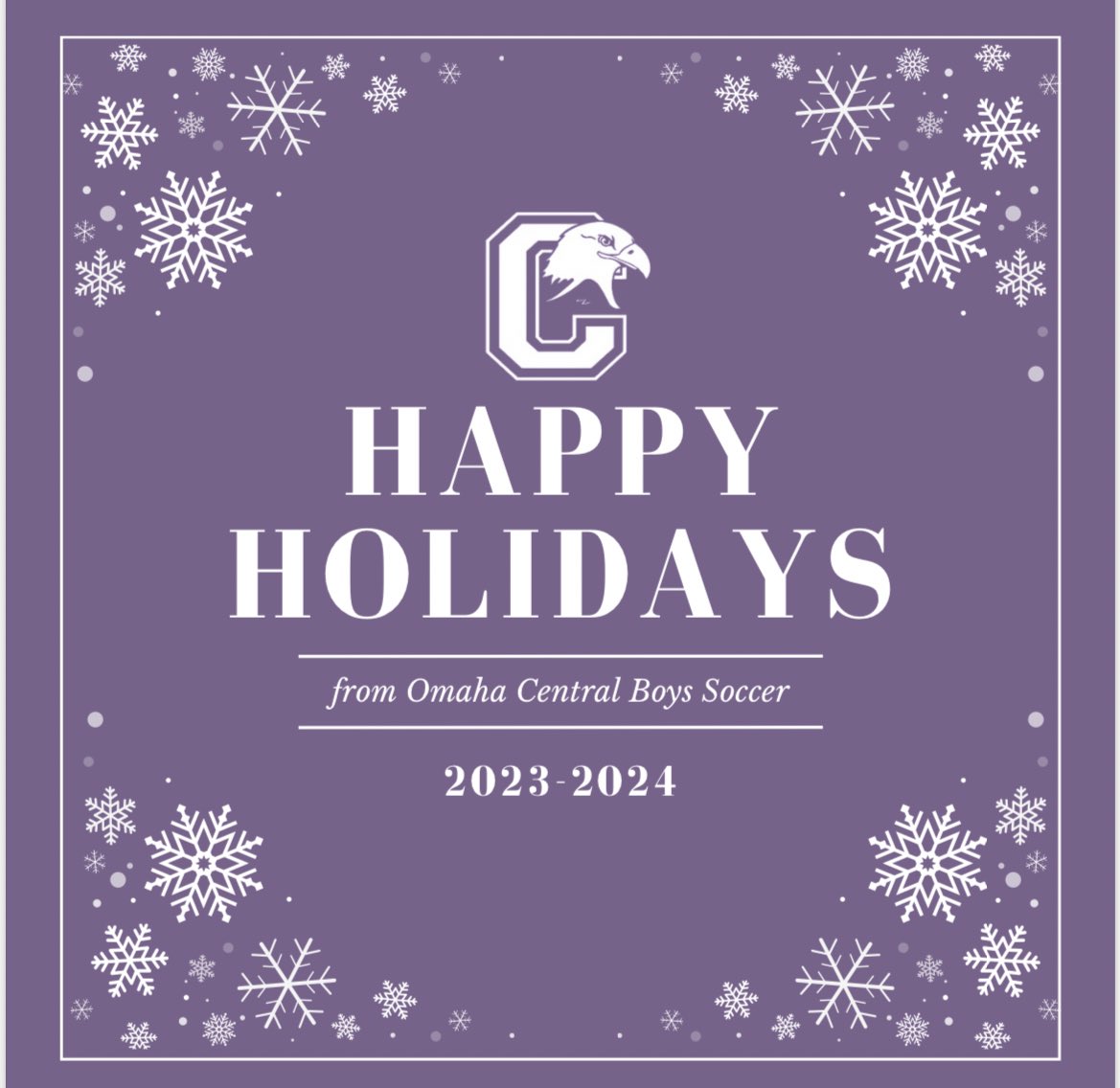 OPSCHSBSC's tweet photo. On behalf of Omaha Central Boys Soccer, we would like to wish everyone a Happy Holiday Season, and a great Winter break!!
#WhatsToYou #DowntownTurnt #CoachWebNem https://t.co/e5IAKBeOjU