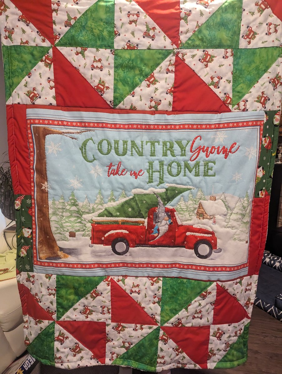 MorgenMacdonald's tweet photo. Another quilt completed. This "country gnome" will go home to Victoria with my step-son. #singersewing #quiltlife #crafty https://t.co/WEAhxttM9j