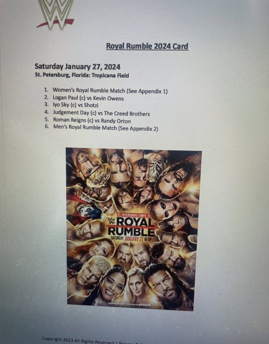 _IICONICS_'s tweet image. NOT SOMEONE LEAKING THE ROYAL RUMBLE CARD ON REDDIT???? This card stinks 😭