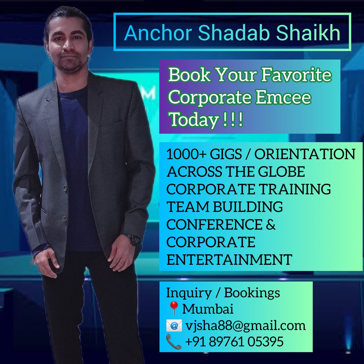 shaykhshadab's tweet image. Corporate Anchor | Compere | Sports Commentator | Emcee | Game Host | Master of Ceremony | MC | Tv Presenter 

#gamehost #anchorshadabshaikh #masterofceremony #emcee #anchor  #compere #weddinghost #EventAnchor #corporateemcee #mc #presenter #vj #host #birthdayparty #eventplanners