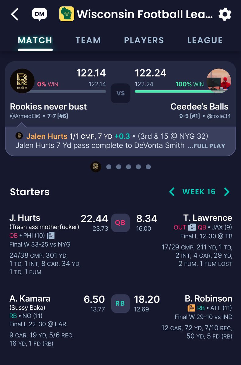 GBRockets's tweet photo. @NFLFantasy This went wrong https://t.co/T1rIDo70D9