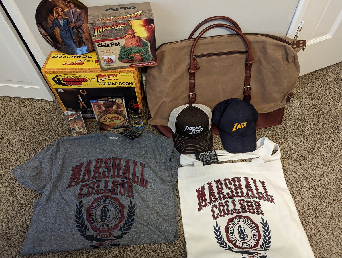 A very Indiana Jones Christmas! Loving the Dial of Destiny crew gifts along with Marshall College gear. 
#indianajones #DialofDestiny