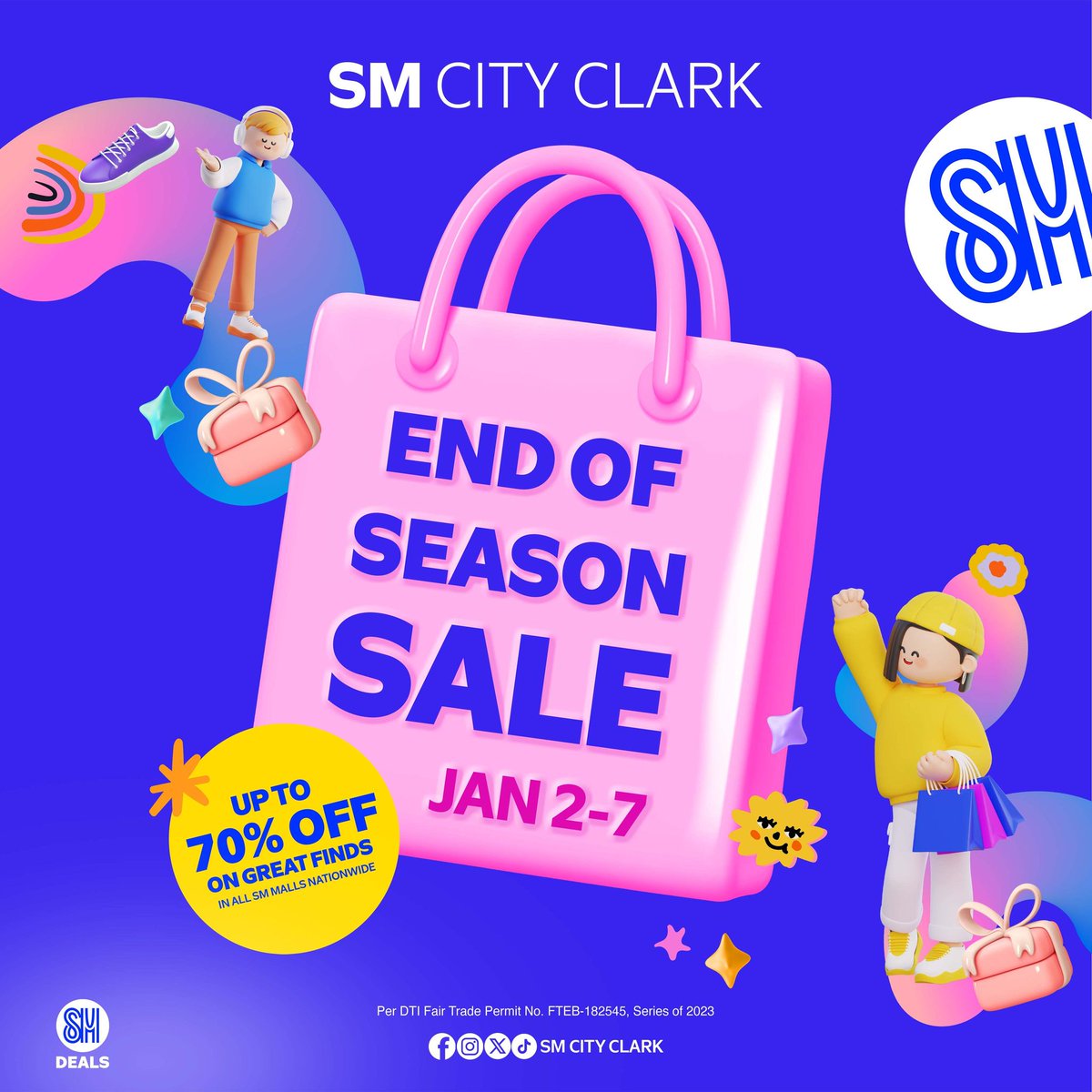 Just when you think the celebrations are over, #EndOfSeasonSaleAtSM is here once again! Get ready to enjoy up to 70% off on selected items from January 2-7! Start the year right and #ExperienceTogetherAtSM a sale that will definitely make your year AWESOME! 💙🫂