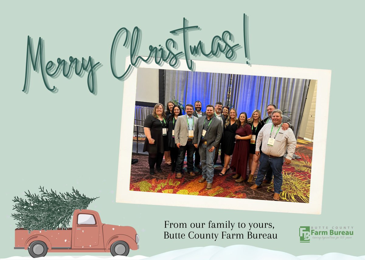 ButteCFB's tweet image. Butte County Farm Bureau’s farmers, ranchers and elves wish you and your family a very Merry Christmas! 🎄