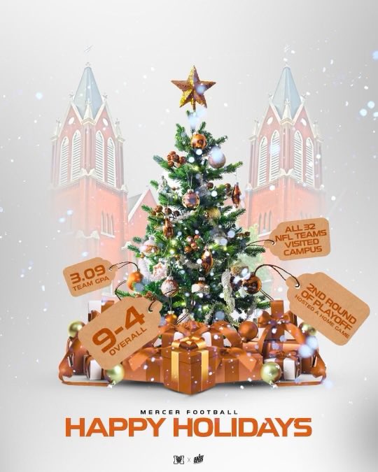 Thanks to <a href="/CoachSEllis/">SUMNER ELLIS</a> for reaching out on the holiday!! Happy Holidays to you and <a href="/MercerFootball/">Mercer Football</a> !!
