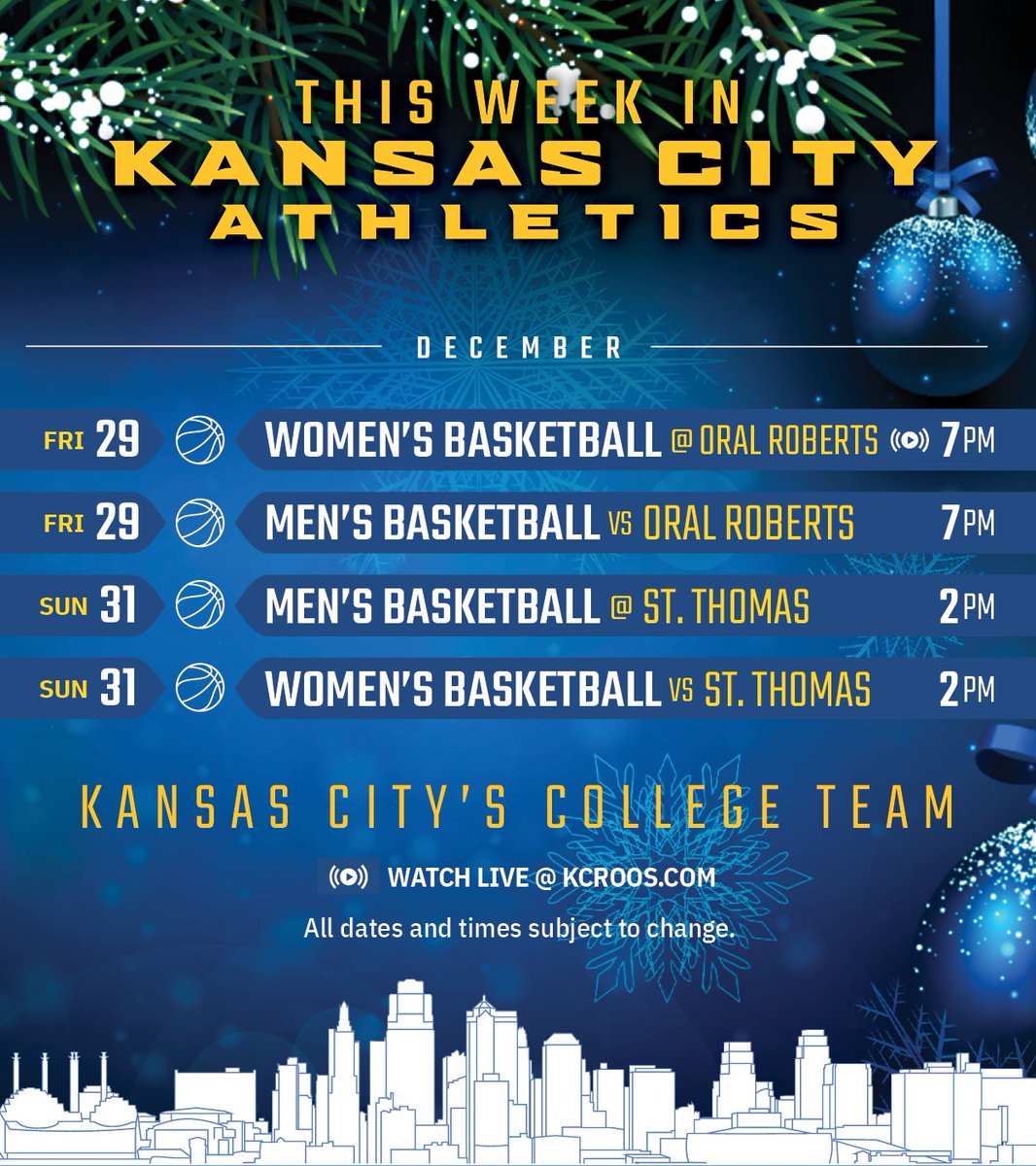 Kansas City Athletics (@kcroosathletics) on Twitter photo The best start to the week full of holiday cheer as we tipoff conference basketball season here!
<a href="/KCRoosMBB/">Kansas City Men's Basketball</a> <a href="/KCRoosWBB/">Kansas City Women's Basketball</a>
#ROOUP | #KCRoos | #KansasCity The best start to the week full of holiday cheer as we tipoff conference basketball season here!
<a href="/KCRoosMBB/">Kansas City Men's Basketball</a> <a href="/KCRoosWBB/">Kansas City Women's Basketball</a>
#ROOUP | #KCRoos | #KansasCity