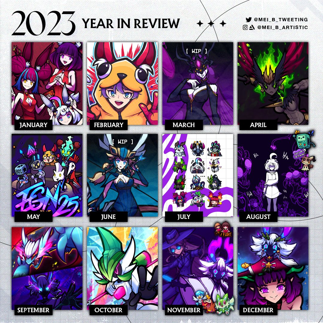 2023 - art year in review 🎨❄️

It's been a fun year, with more illustrations than last year for sure. Let's try to make 2024 even better ^^

Thanks for all the support.

#artmoots #ocart #ArtistOnTwitter