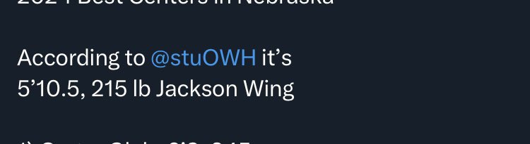 wing_noah's tweet photo. @Midwest_OL you don’t even know the players heights… pick one and stick to it for the most credibility… making up information is wild😂😂 https://t.co/tdkc7hB7uj