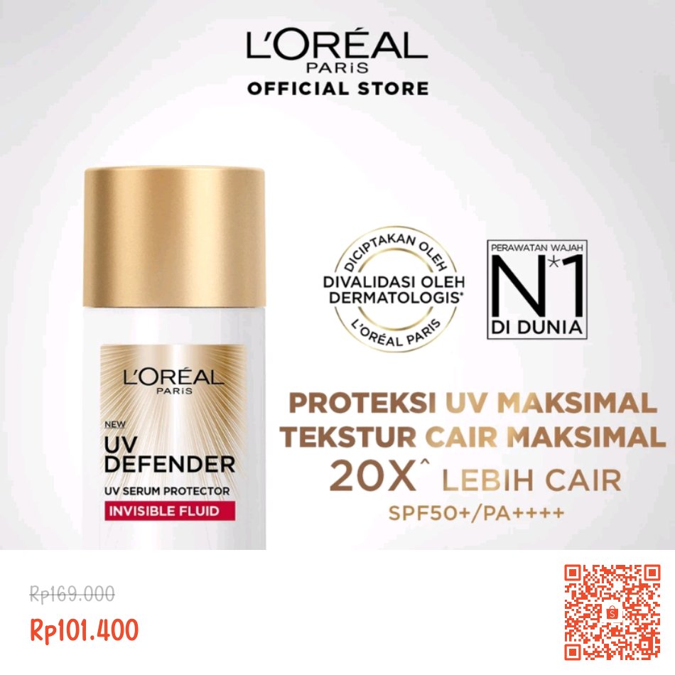 jwogeb's tweet photo. Temukan dan dapatkan L'Oreal Paris UV Defender Serum Protector Sunscreen SPF 50+ / PA ++++ Skin Care - 50ml (Untuk Mencegah Kulit Tampak Tua 5 Tahun &amp; Melembapkan) hanya Rp101.400 di Shopee sekarang juga! https://t.co/e4PUDv5r3W #ShopeeID https://t.co/rh8ov1shE8