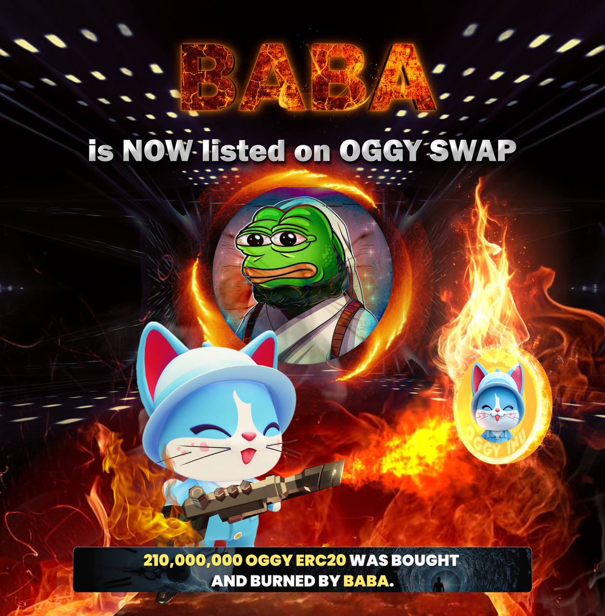 BABA_BSC's tweet photo. NEWLISTING @OggyInuLTD x @BABA_BSC🚀:

BABA listed at #OGGYSwap.

LFG🔥2M today https://t.co/usouDLQu6n