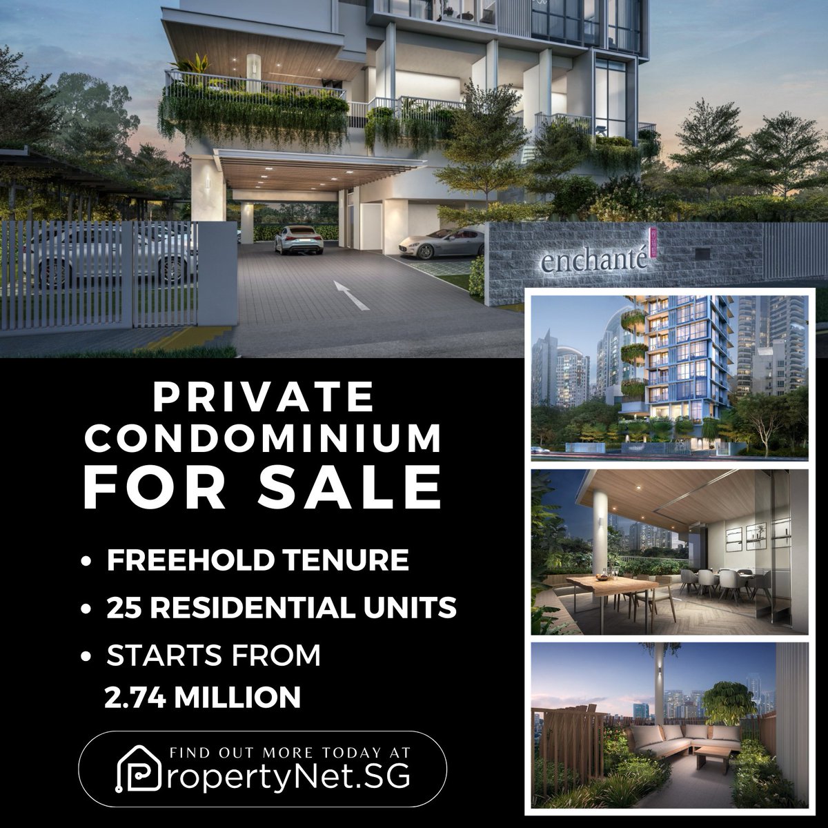 PropertyNetSG's tweet image. ✨ Welcome to Enchante! 🏡 Luxurious living begins at $2,740,000 with freehold tenure. Choose from 25 exquisite units - your dream home awaits! 🗝️ 
#PropertyNetSG 

More Info: propertynet.sg/project/enchan…