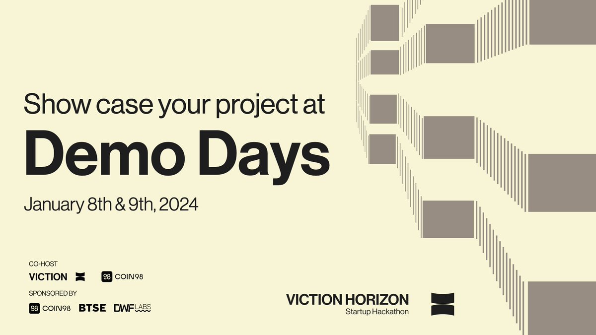 📢 Demo Days are on the horizon! 🗓️ On January 8th and 9th, 2024, the shortlisted teams of Viction Horizon Startup Hackathon will have the incredible opportunity to present and showcase their projects. ⏳ Make sure to submit your projects promptly before December 27th at